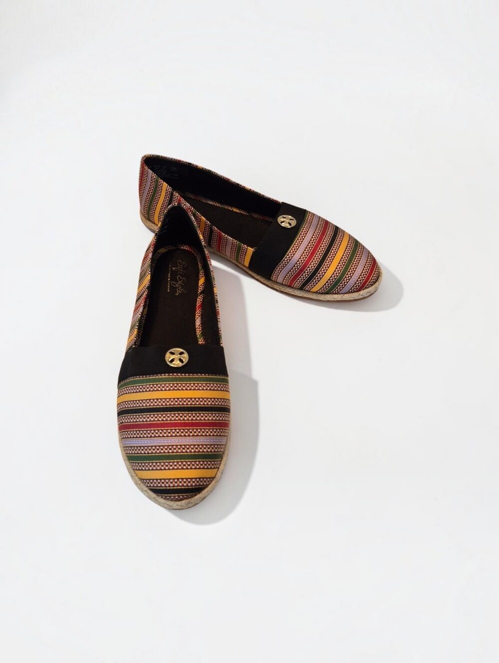 Soft Style By Hush Puppies Espadrille Striped Multicolor Slip-On Flats Wom. EUC